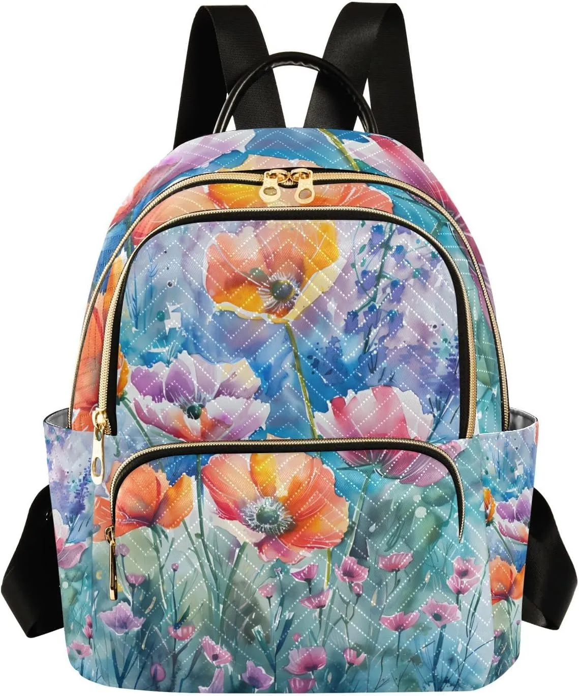 ALAZA Watercolor Flowers Small Backpack Purse for Women Travel Bag Lightweight Shoulder Bag Fashion Daypack