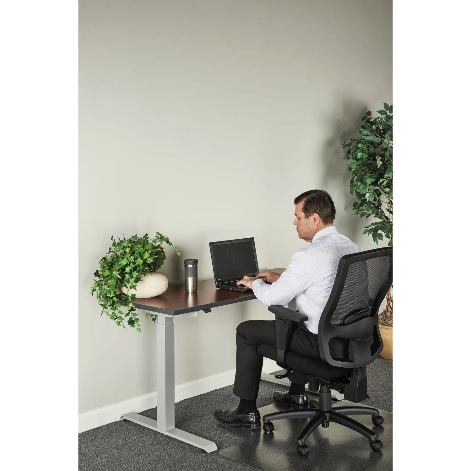 Alera® AdaptivErgo Sit-Stand Two-Stage Electric Height-Adjustable Table Base, 48.06" x 24.35" x 27.5" to 47.2", Gray
