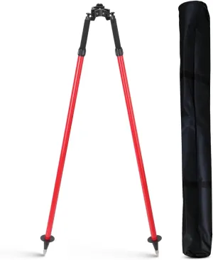 Aluminum Bipod for Surveying Poles | Adjustable Telescoping Legs with Thumb Release | Universal 1"-1.5" Pole Compatibility(Red)