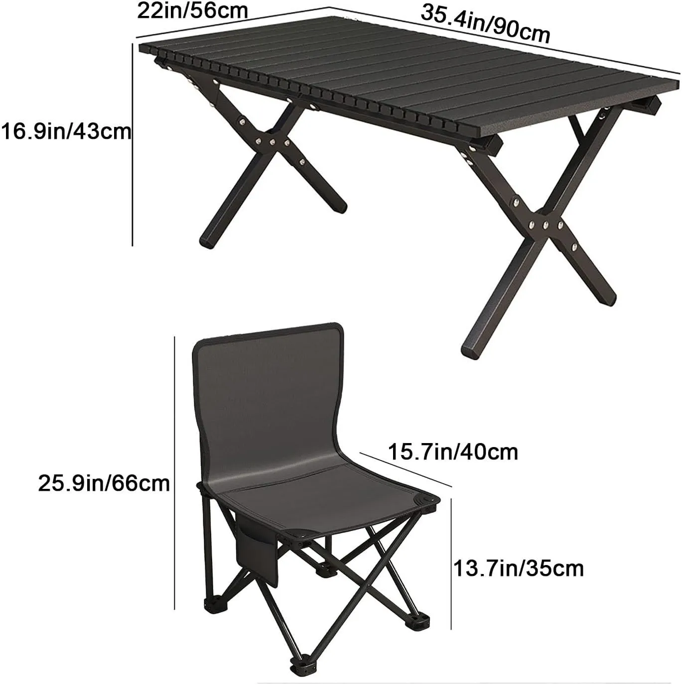 Aluminum Folding Camping Table, Portable Camping Folding Chairs and Tables Set, with Carrying Bag Camp Table, Outdoor Folding Roll up Aluminum Table