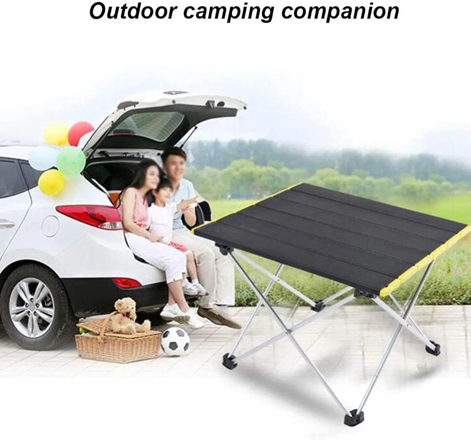 Aluminum Folding Camping Table, Ultralight Portable Compact Garden Table with Carry Bag for Outdoor Picnic Barbecue Beach,Blue
