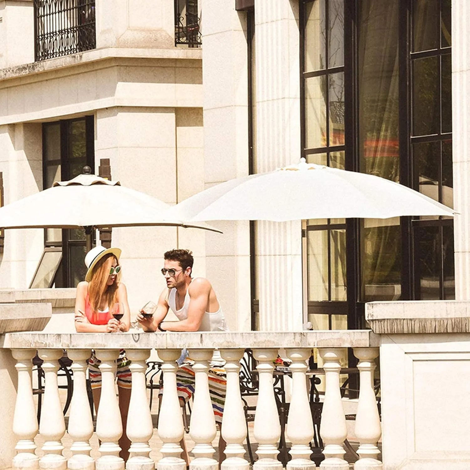 Aluminum Parasol, Tiltable Outdoor Parasol, Wind-resistant Courtyard Umbrella, UV-resistant Beach Umbrella, Used In Villas, Balconies, Gardens, Without Base good