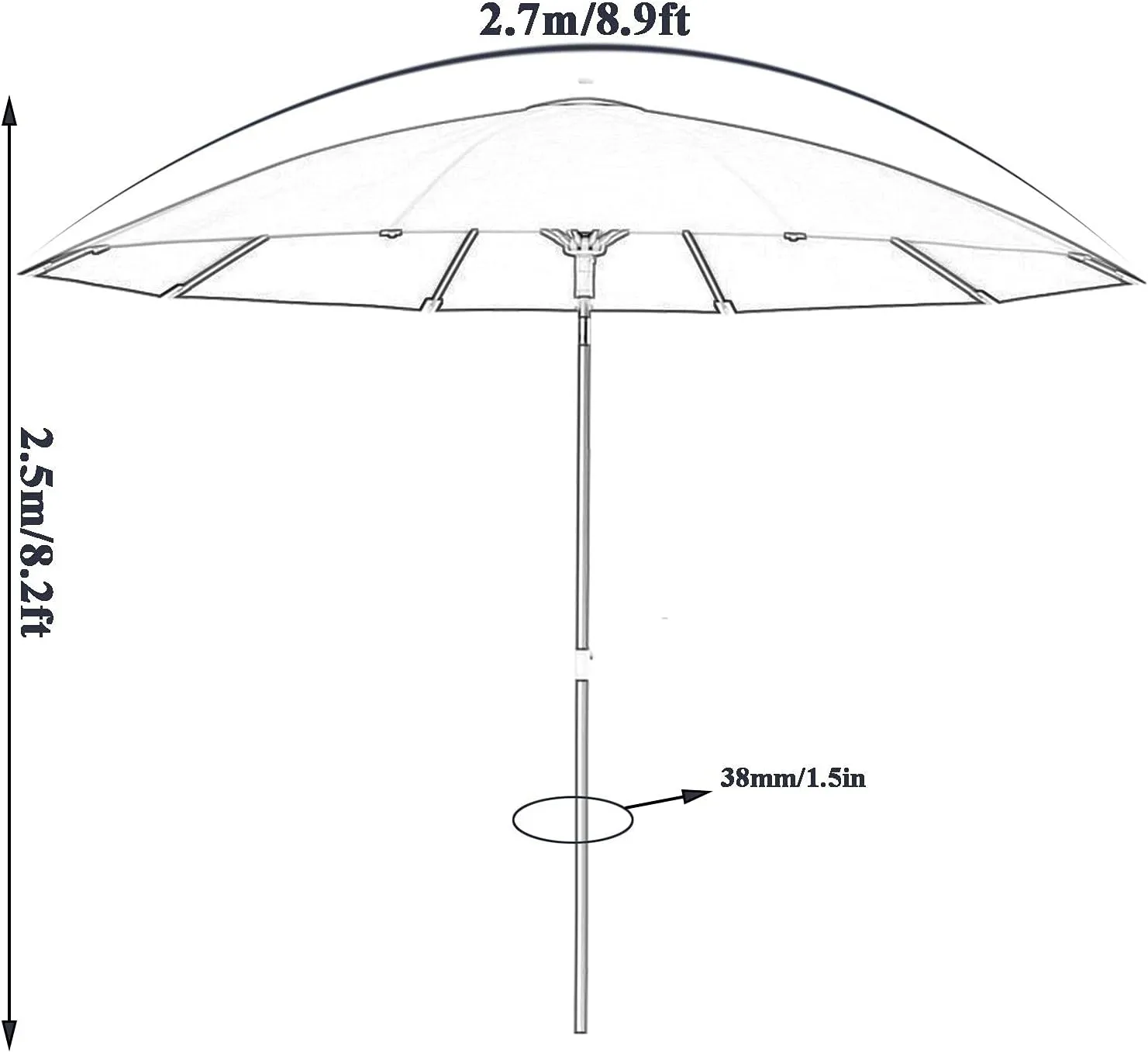 Aluminum Parasol, Tiltable Outdoor Parasol, Wind-resistant Courtyard Umbrella, UV-resistant Beach Umbrella, Used In Villas, Balconies, Gardens, Without Base good