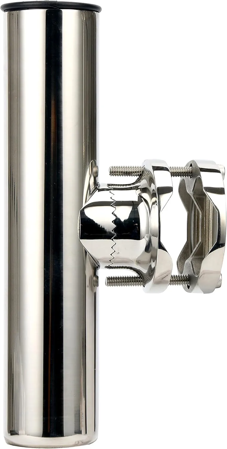Amarine Made Stainless Rail Mount Clamp on Fishing Rod Holder for Rails Fishing Pole Holders 1-1/4" to 2" (1 Pcs)
