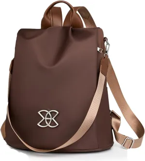 Anti-Theft Large Capacity Backpack for Women, Lightweight Oxford Cloth Backpack, 3-Way Crossbody Bags Multipurpose (Brown)