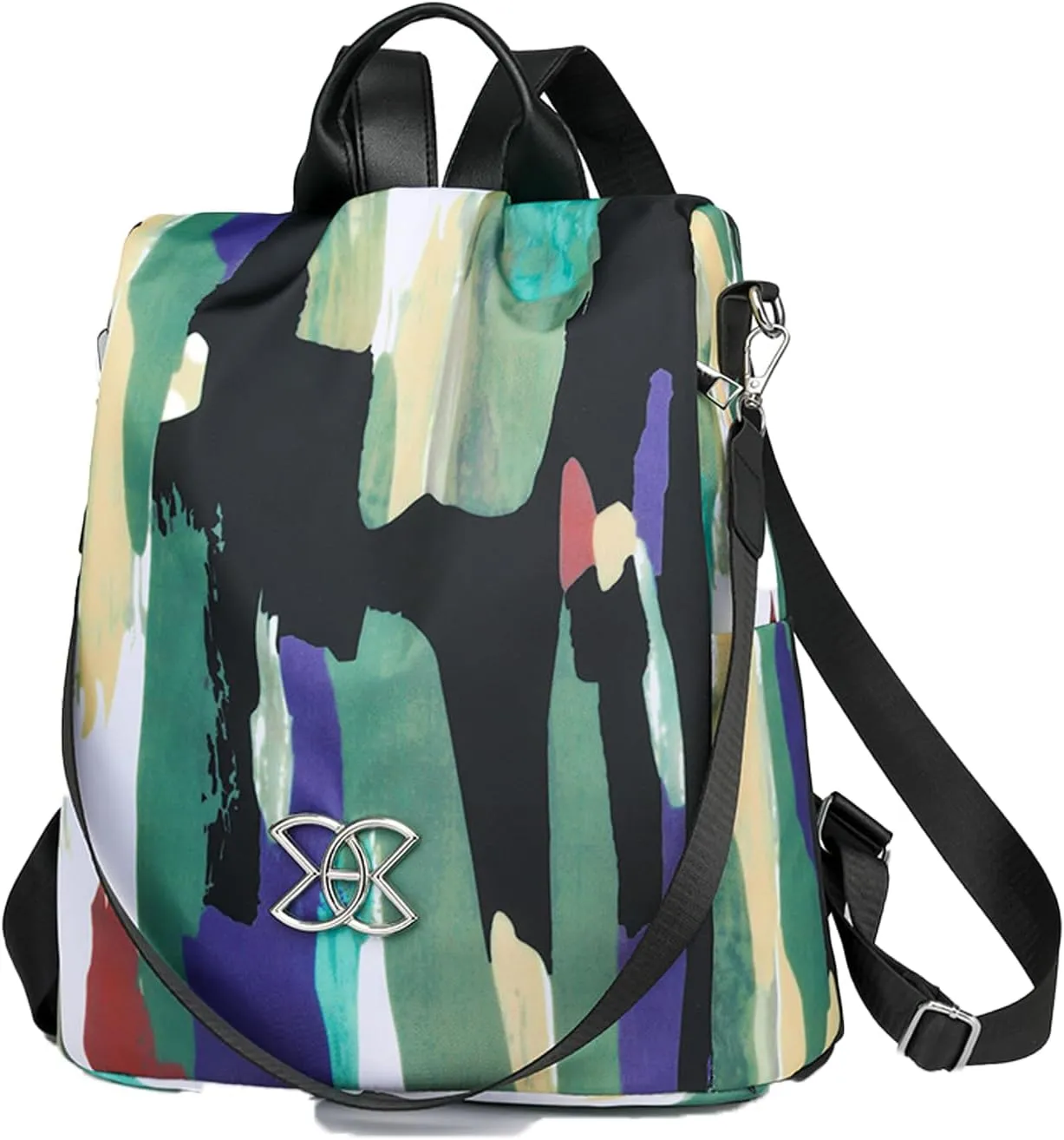 Anti-Theft Large Capacity Backpack for Women, Lightweight Oxford Cloth Backpack, 3-Way Crossbody Bags Multipurpose (Colorful ink)