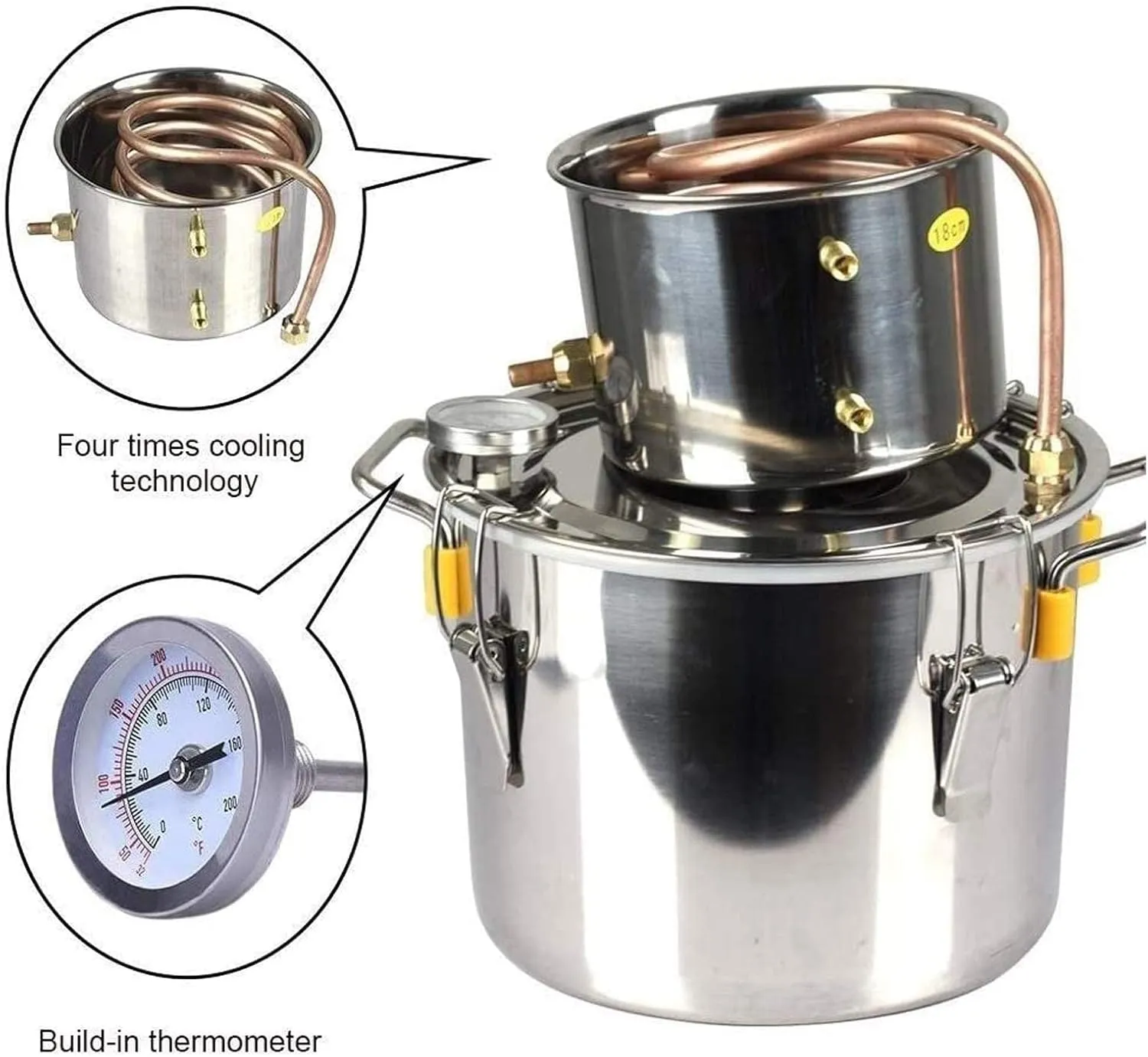 ANZAGA Stainless Steel Copper Pipe Alembic, Home Brewing Kit,12 l/3 gal
