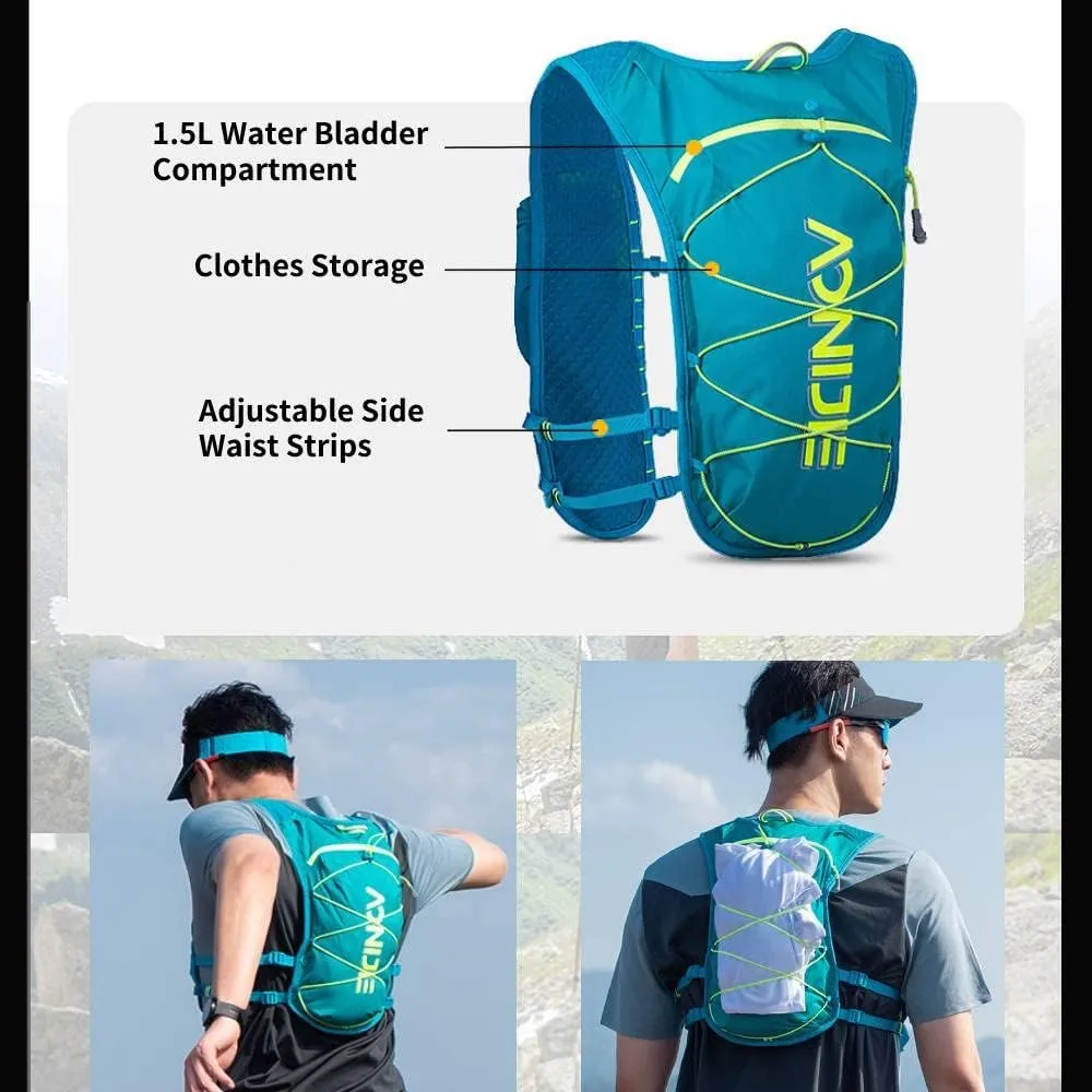 AONIJIE Waterproof and Breathable Running Hydration Vest with 1.5L Bladder, 4.23oz Lightweight Hydration Vest Backpack Fits 6.8" Phones, for Hiking Cycling Race Marathon