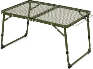 APLUSH Folding Grill Table Camping Table with Mesh Desktop,Height Adjustable Portable Outdoor Grill Table for Picnic, Beach, Indoor,Travel,Grill,Army Green