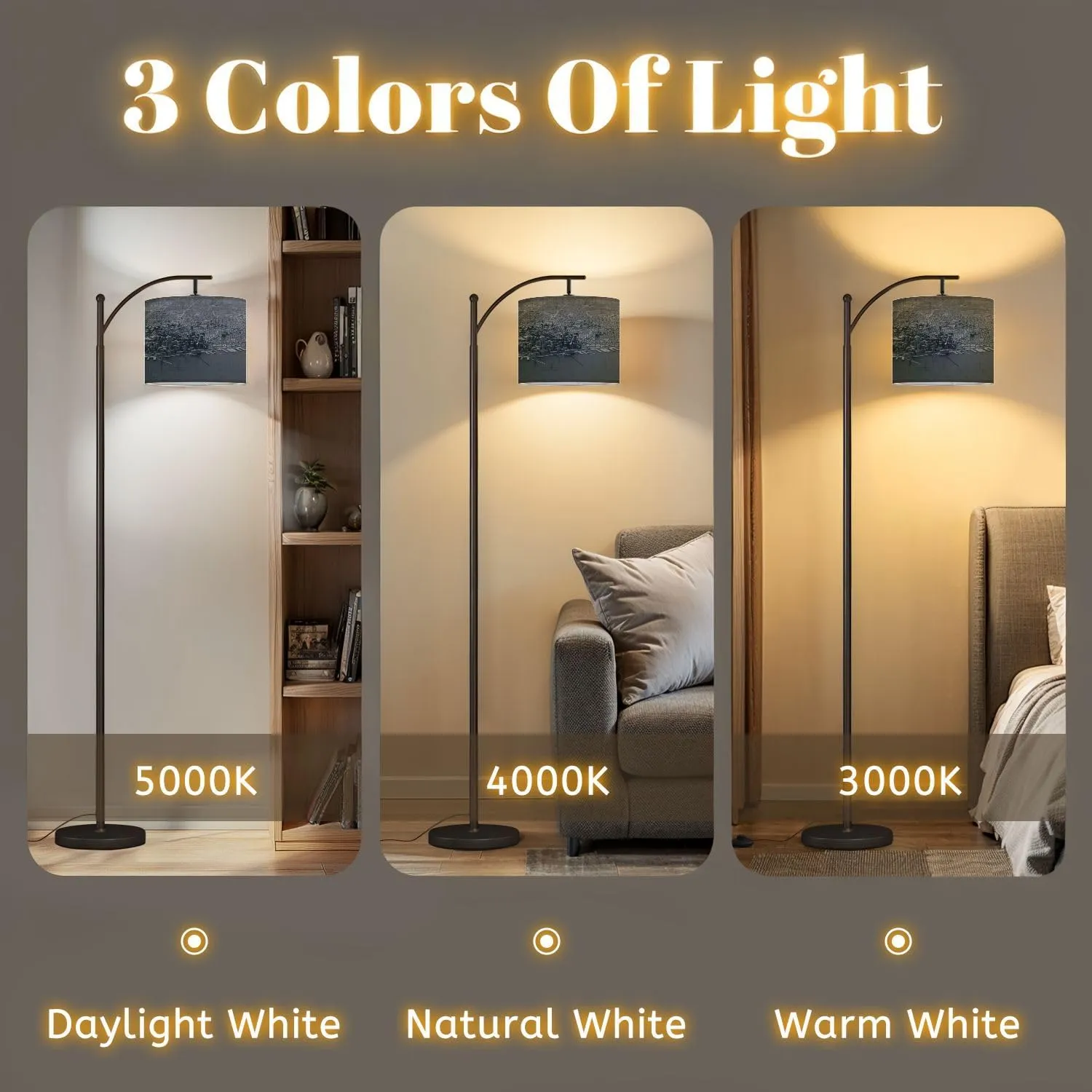 Arc Floor Lamps 3D map San Francisco 3D Modern LED Adjustable Lampshade Standing Light for Living Room Reading Bedroom Office