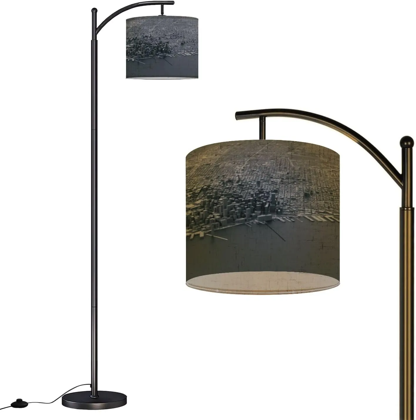 Arc Floor Lamps 3D map San Francisco 3D Modern LED Adjustable Lampshade Standing Light for Living Room Reading Bedroom Office