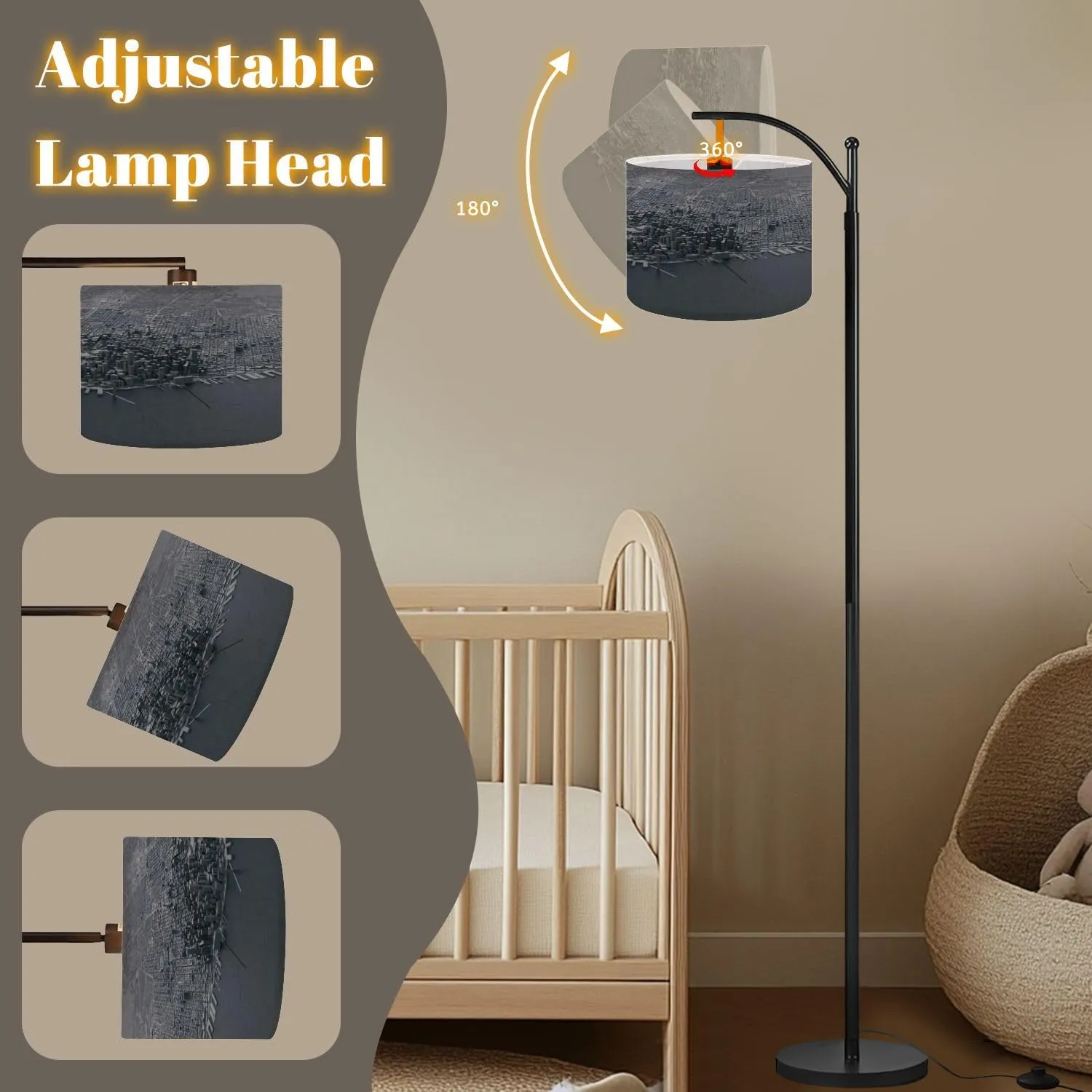 Arc Floor Lamps 3D map San Francisco 3D Modern LED Adjustable Lampshade Standing Light for Living Room Reading Bedroom Office