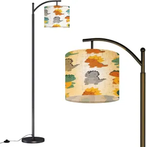 Arc Floor Lamps Cute Dinosaur Seamless Pattern Background for Printing Textiles Modern LED Adjustable Lampshade Standing Light for Living Room Reading Bedroom Office