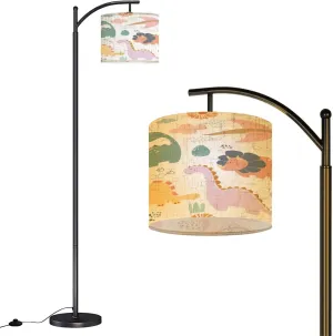 Arc Floor Lamps Dino Friends Funny Cartoon Dinosaurs Rainbows Eggs Cute t rex Modern LED Adjustable Lampshade Standing Light for Living Room Reading Bedroom Office