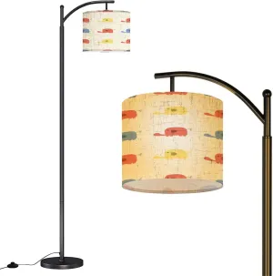 Arc Floor Lamps Elephant Colorful Cartoon so Cute Pattern Seamless Modern LED Adjustable Lampshade Standing Light for Living Room Reading Bedroom Office
