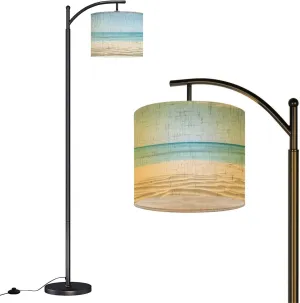 Arc Floor Lamps Empty Tropical Beach Modern LED Adjustable Lampshade Standing Light for Living Room Reading Bedroom Office
