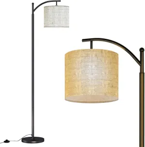 Arc Floor Lamps Floral Greek Seamless White Geometric Greek Key meanders Abstract Modern LED Adjustable Lampshade Standing Light for Living Room Reading Bedroom Office