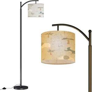 Arc Floor Lamps Seamless Pattern Cute Elephant Light Flat Style Used for Fabric Modern LED Adjustable Lampshade Standing Light for Living Room Reading Bedroom Office