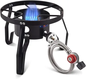 ARC Propane Burner, 55,000 BTU Cast Iron Single Burner Propane Stove for Outdoor Cooking with Rust-proof Hose & Adjustable Regulator, Great for Turkey Fry, Crawfish Boil, Home Brewing
