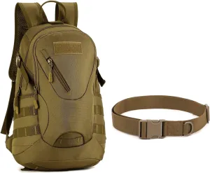 ArcEnCiel 20L Motorcycle Backpack  Tactical Belt (Coyote Brown)