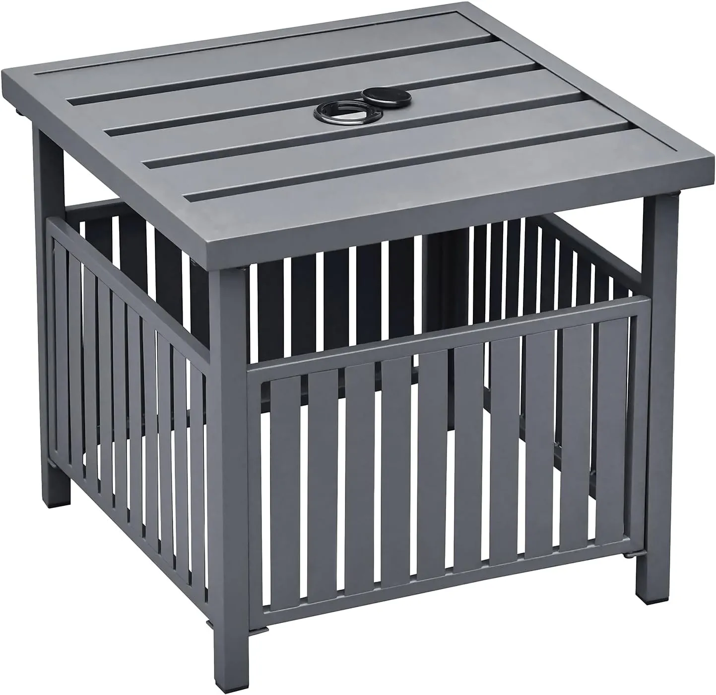 ATR ART TO REAL Patio Side Table with 1.7'' Umbrella Hole, Metal Outdoor Coffee Table End Table for Deck Yard Poolside Porch Garden, Charcoal Grey