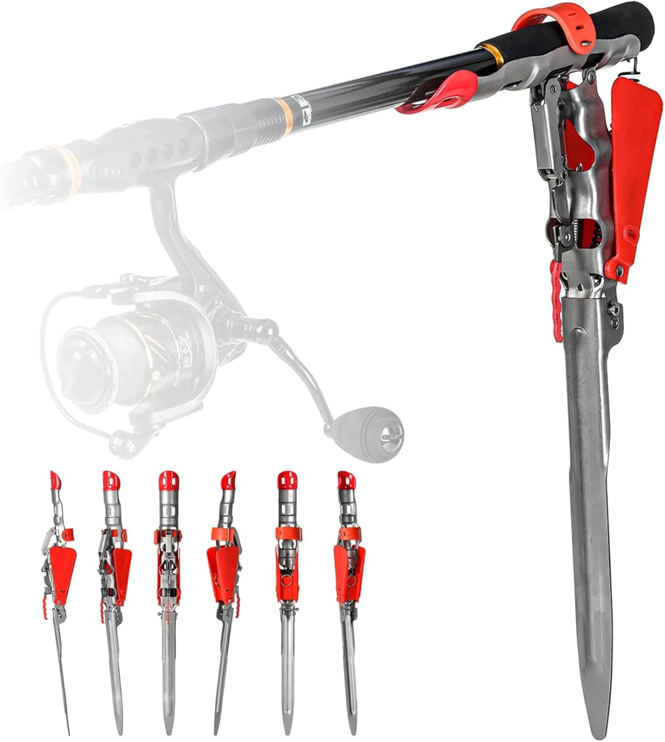 Automatic Spring Fishing Rod Holder Stainless Steel Fishing Pole Holder for Ground Support Adjustable Sensitivity Folding Fishing Pole Rack for Fishing Accessories, Fishing Pole Rack
