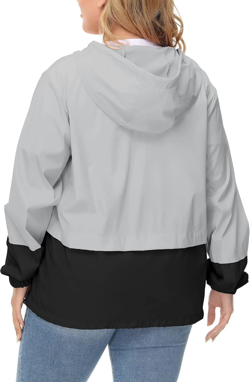 Avoogue Plus Size Raincoat Women Waterproof Rain Jacket Packable Outdoor Hooded Windbreaker