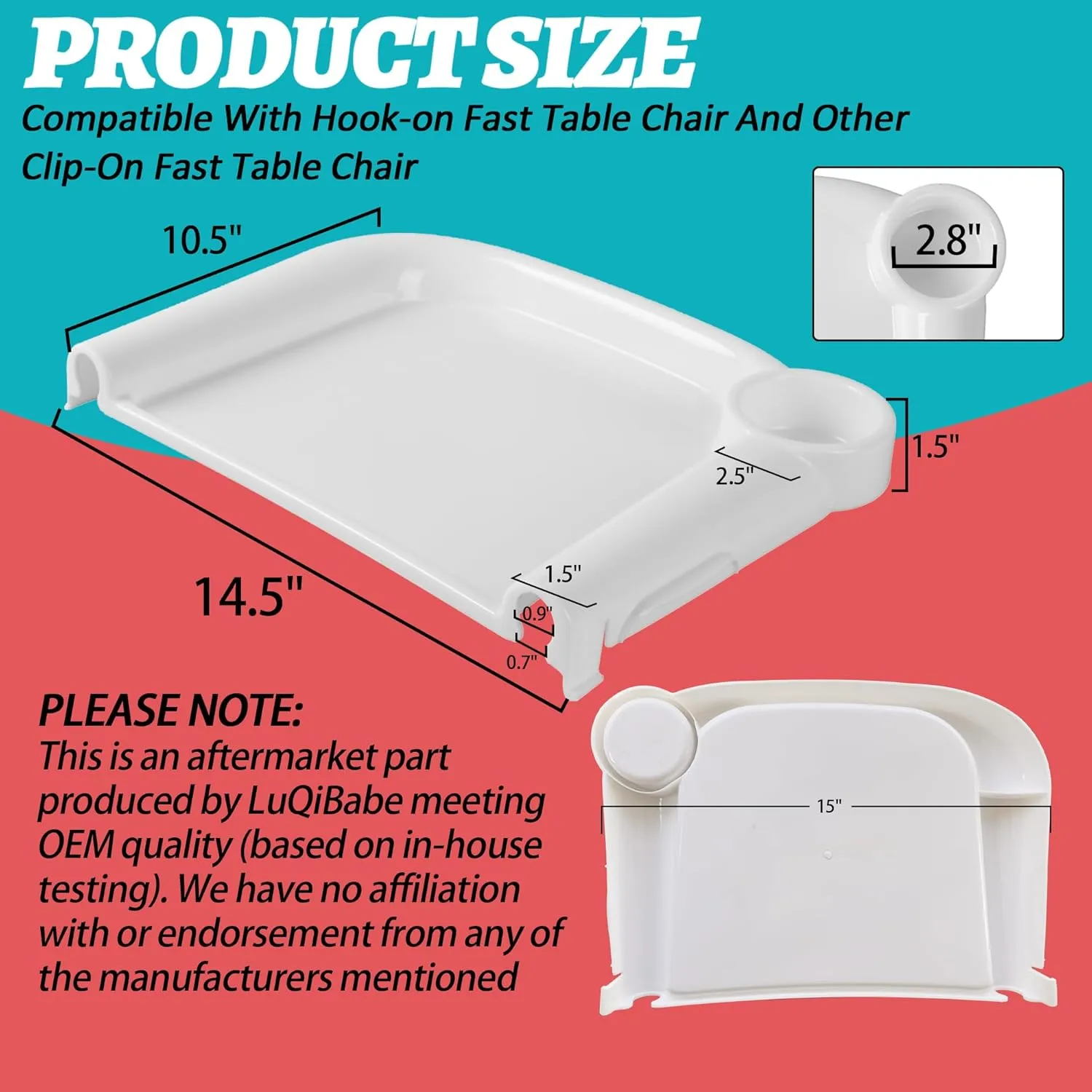 Baby Dining Tray Compatible with in-gle-sina Fast Table Chair, Portable Baby Feeding Tray for Clip-On & Hook-on Table Chair, Ideal for Toddler Perfect for Meal, Restaurant - White
