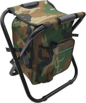 Backpack Camping Stool Cooler Chair, Portable Hiking Hunting Stool,Lightweight Folding Stool with Cooler Bag for Camping,Fishing,Hunting,Hiking,Outdoor Sketching-Camouflage