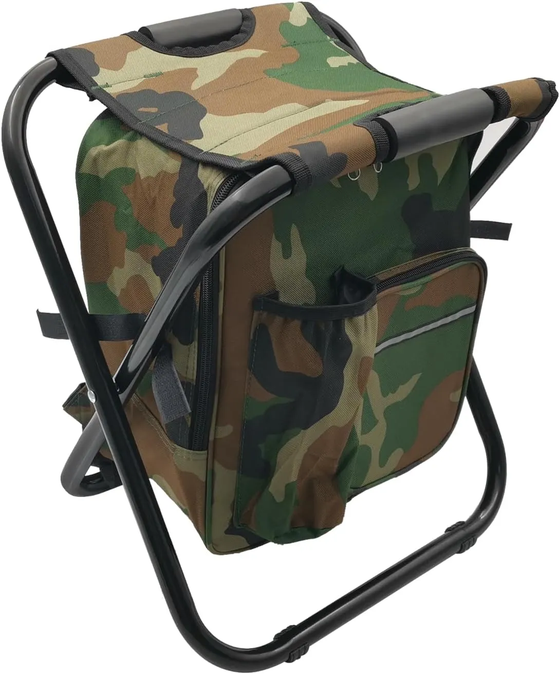 Backpack Camping Stool Cooler Chair, Portable Hiking Hunting Stool,Lightweight Folding Stool with Cooler Bag for Camping,Fishing,Hunting,Hiking,Outdoor Sketching-Camouflage