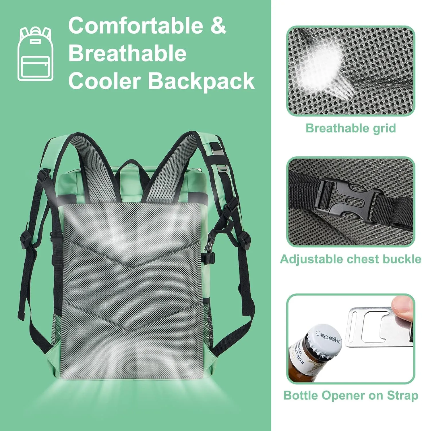 Backpack Cooler 42 Cans Insulated Leak Proof, Soft Lightweight Lunch Multifunctional Cooler Backpack Insulated Waterproof for Women Men