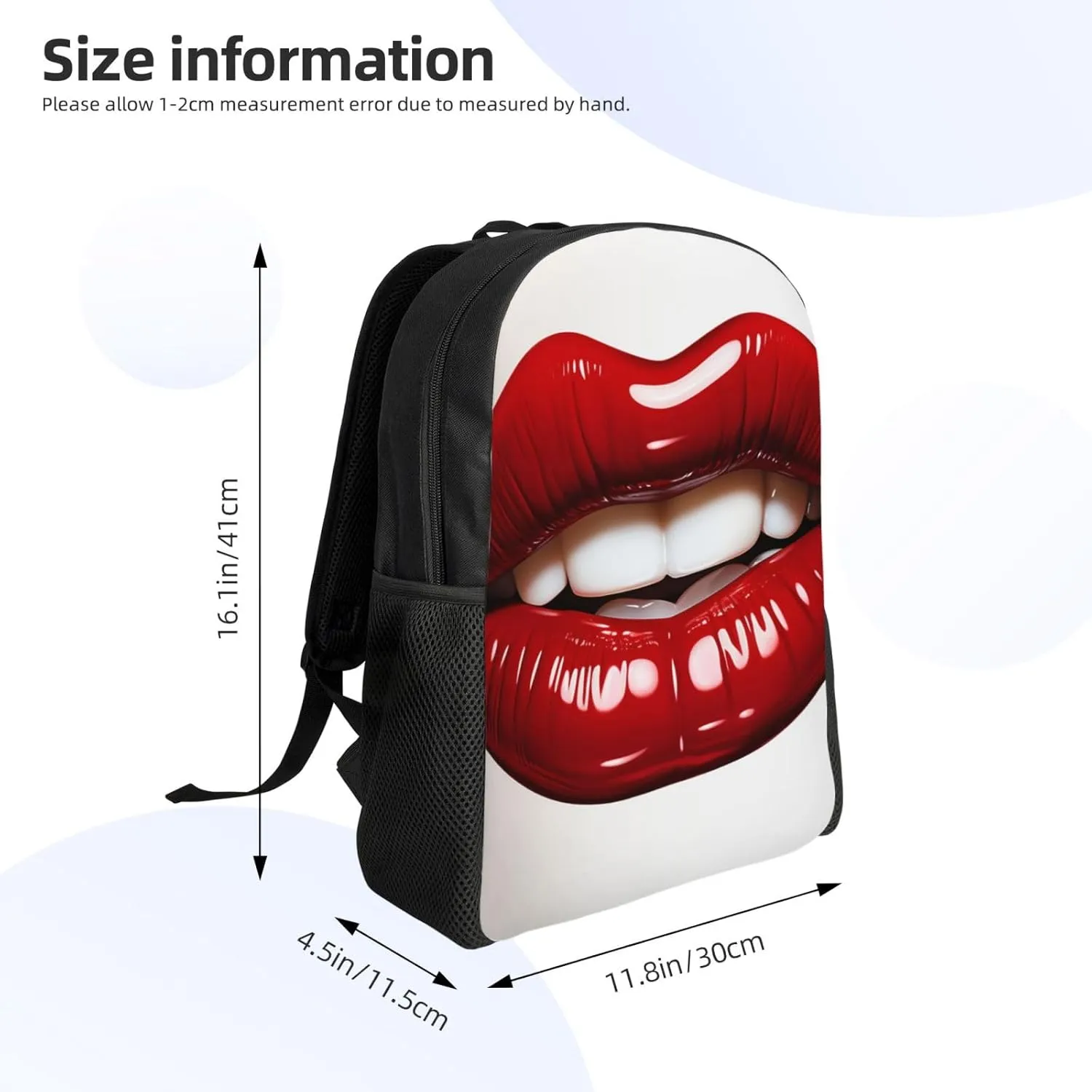 Backpack Cute Graphic Red Lips Travel Casual Laptop Backpack Waterproof Hiking Daypack for Men Women
