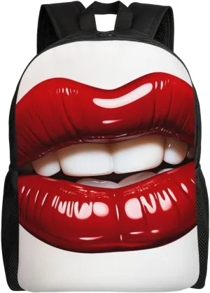 Backpack Cute Graphic Red Lips Travel Casual Laptop Backpack Waterproof Hiking Daypack for Men Women