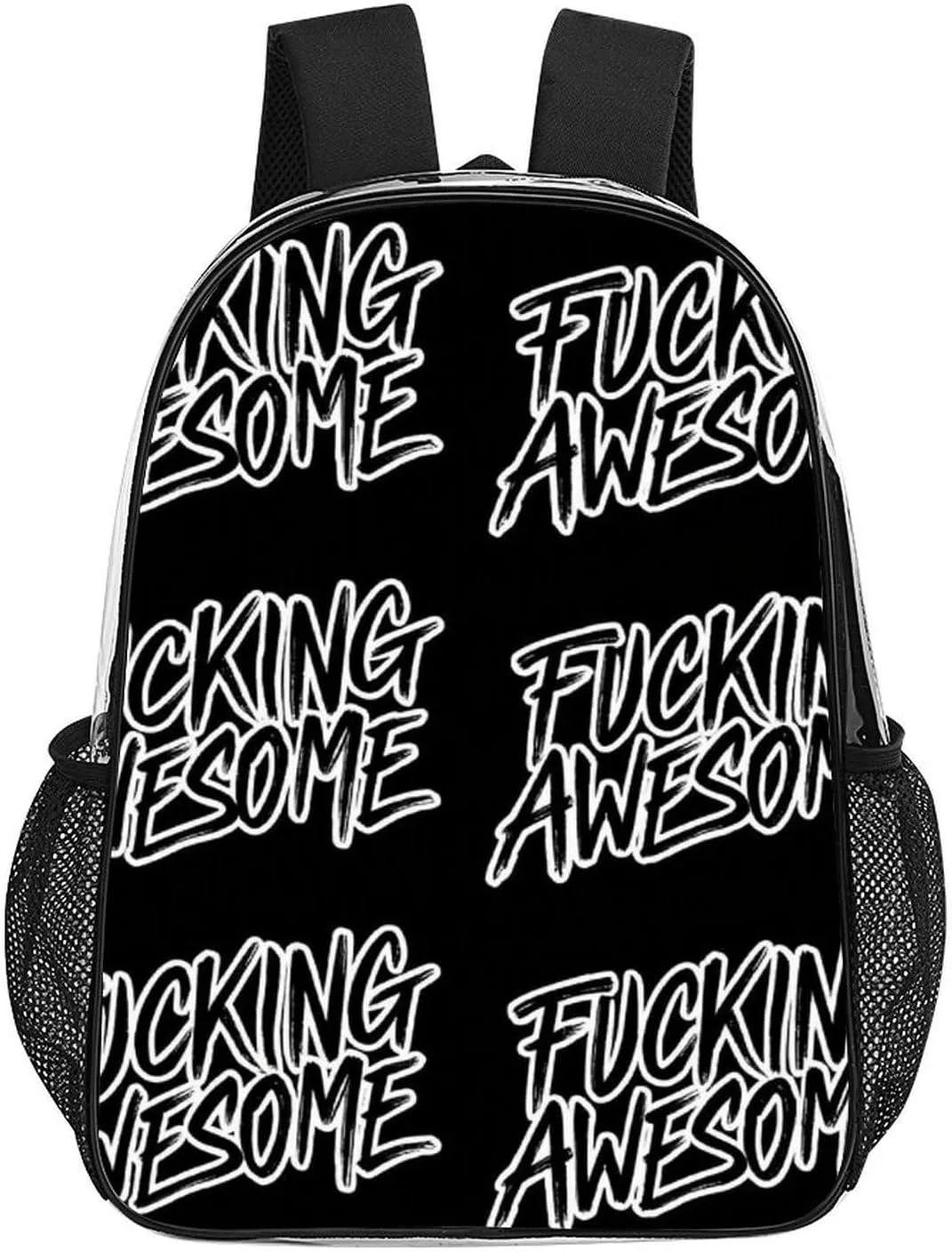 Backpack Multipurpose Anti-Theft Large Capacity Bookbag - Fucking Awesome Black Travel Hiking Daypack Transparent Bag