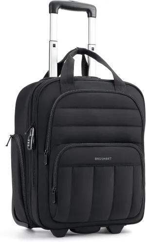 BAGSMART Underseat Carry on Luggage with Wheels, 16-inch Under Seat Luggage, Lightweight Travel Luggage Travel Suitcase for Women, Personal Item Bag, Black