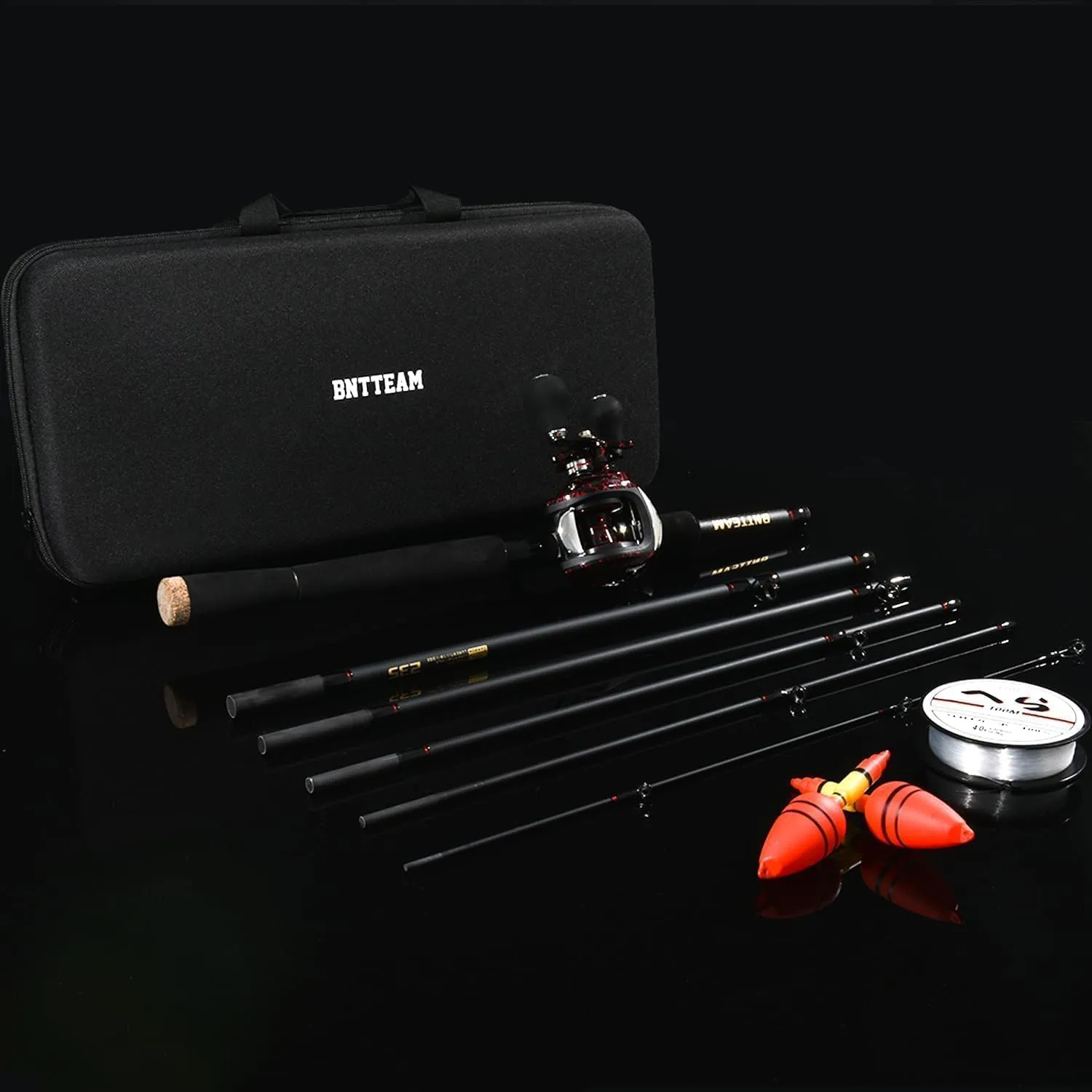 Baitcasting Fishing Rod 2.1M Super Hard Carbon Fiber EVA Handle Lightweight Portable 6 Sections Rod for Travel Saltwater Freshwater Bass Boat (CAST Set, Right Handle-2.1M/82.6in/6.88ft)