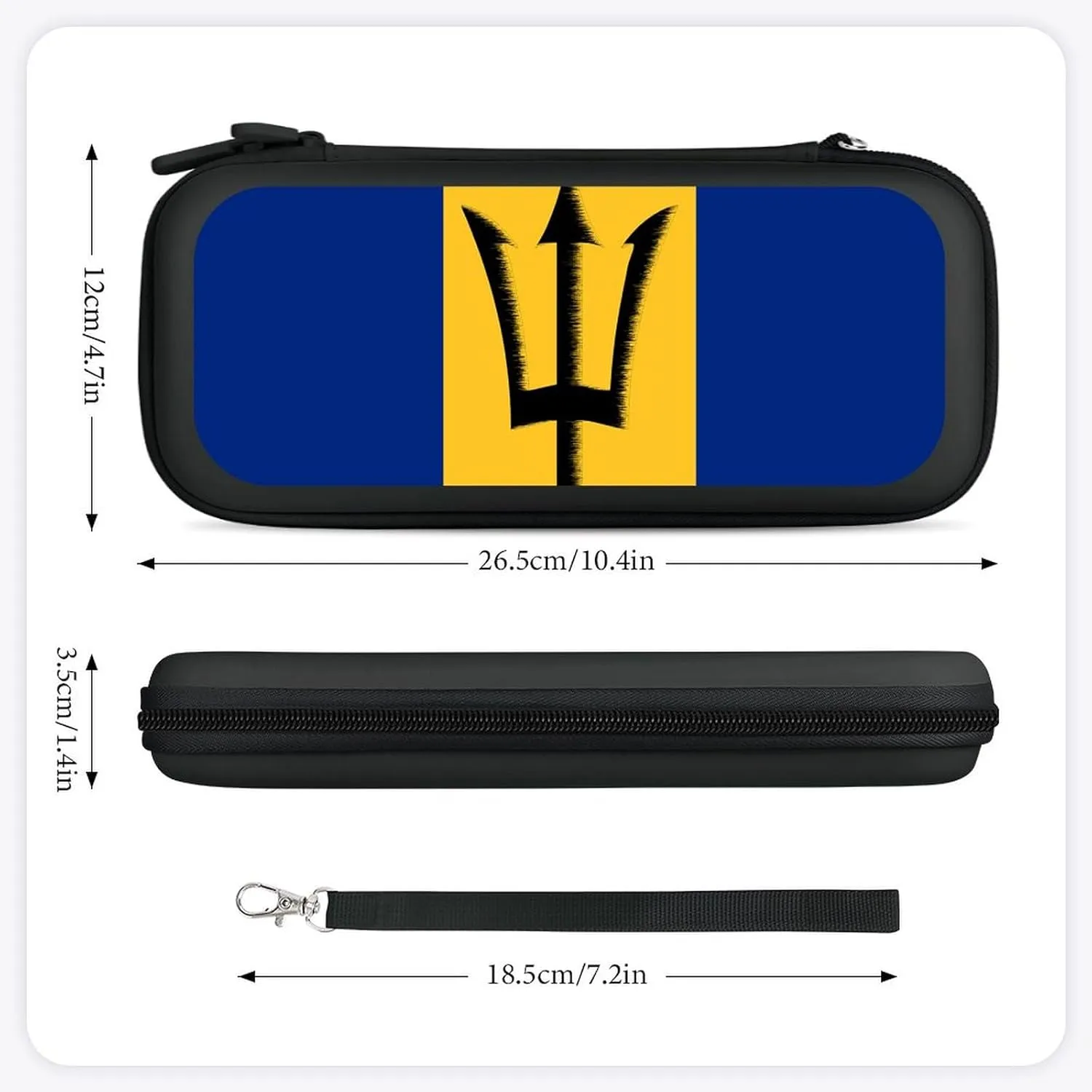 Barbados Flag Barbadian Compatible with Switch Carrying Case Hard Travel Game Bag Pouch with 15 Games Accessories