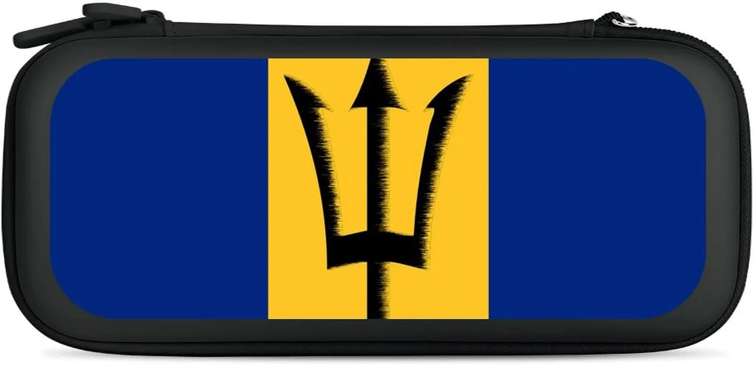 Barbados Flag Barbadian Compatible with Switch Carrying Case Hard Travel Game Bag Pouch with 15 Games Accessories