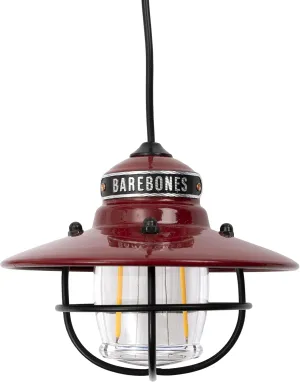 Barebones Edison Pendant Light – Red, Vintage Rustic USB LED Hanging Light for Outdoor and Indoor Use – Adjustable Height String Lantern with Warm Edison Bulb Glow for Patio, Home, or Garden