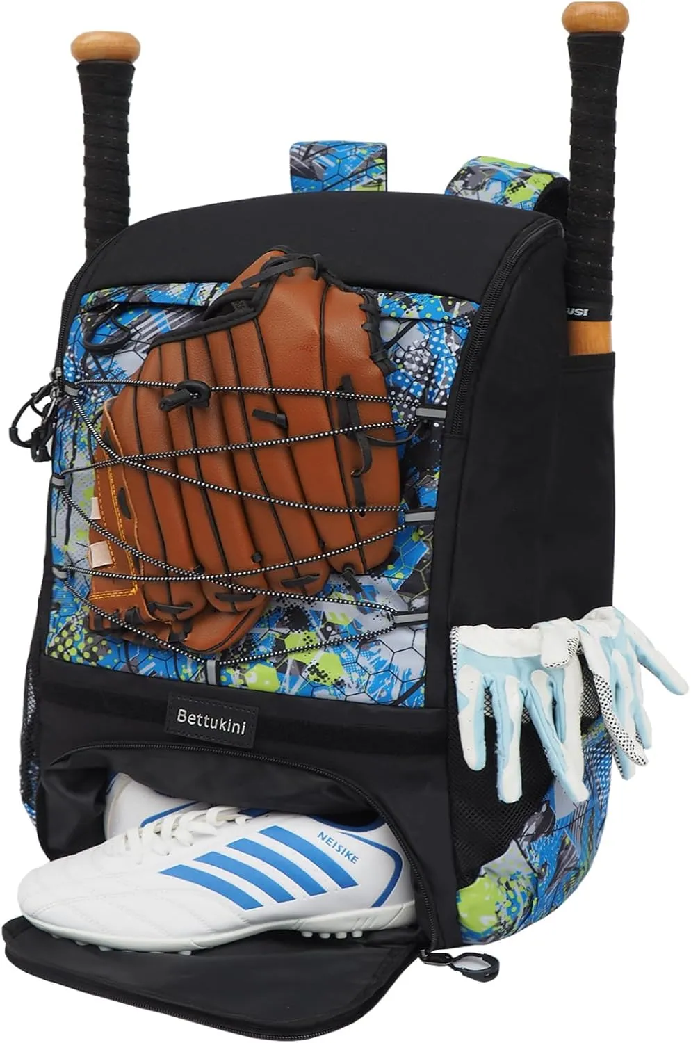 Baseball & Softball Bat Bag For Youth Adults, Sports Equipment Backpack with Shoe Compartment, Fence Hook, Bat Holder, Helmet, Baseball Glove, Big Size & Lightweight