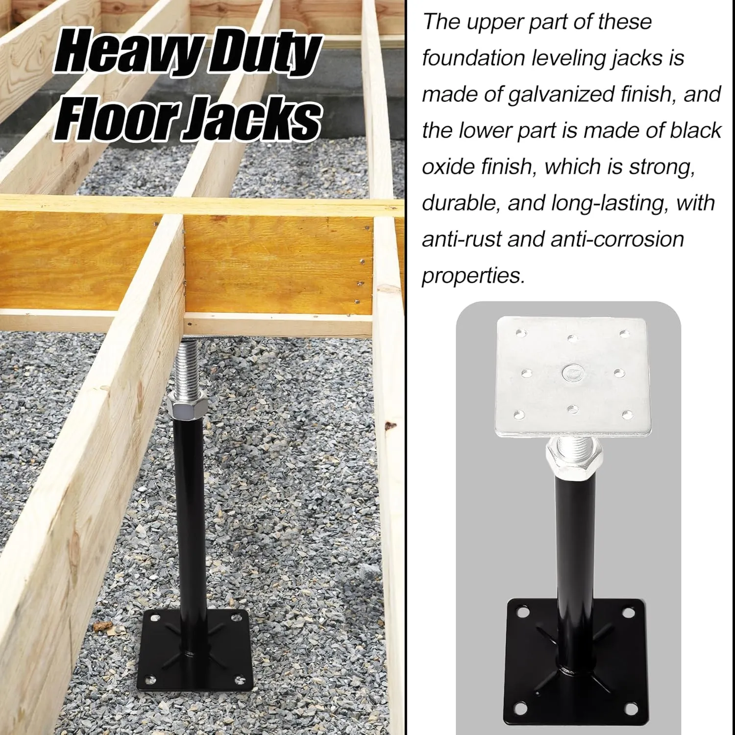 Basement Floor Jack, 11-16 inches Height Range House Floor Jacks Post Pole for Leveling, Adjustable Floor Jack for House Foundation Temporary Support