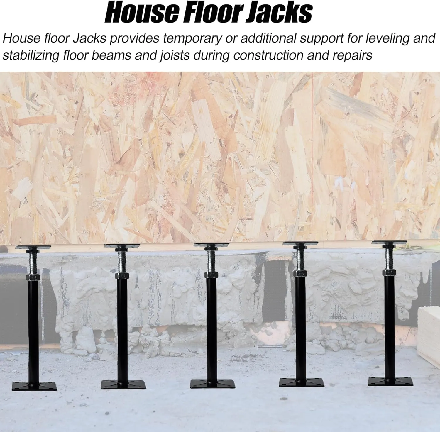 Basement Floor Jack, 11-16 inches Height Range House Floor Jacks Post Pole for Leveling, Adjustable Floor Jack for House Foundation Temporary Support