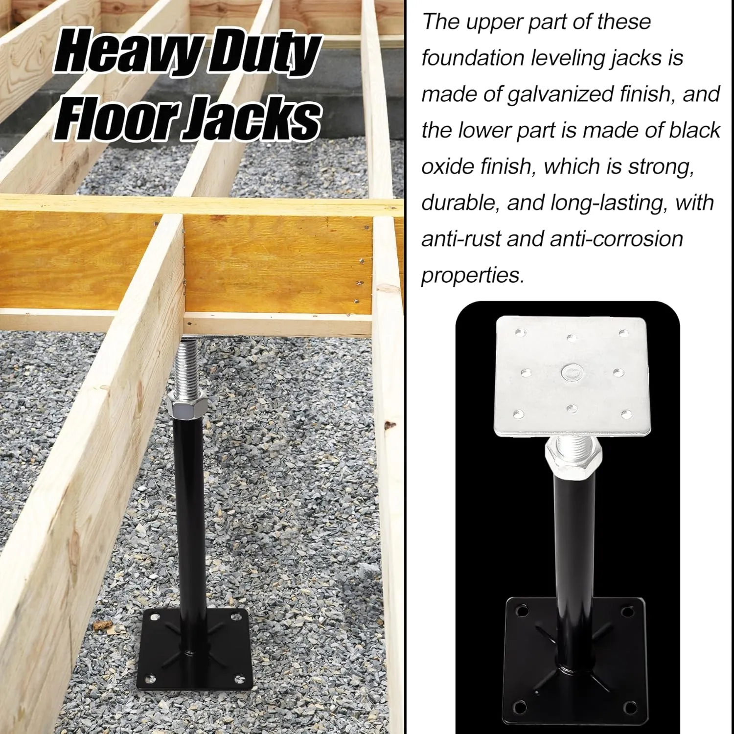 Basement Floor Jack, 11-16 inches Height Range House Floor Jacks Post Pole for Leveling, Adjustable Floor Jack for House Foundation Temporary Support