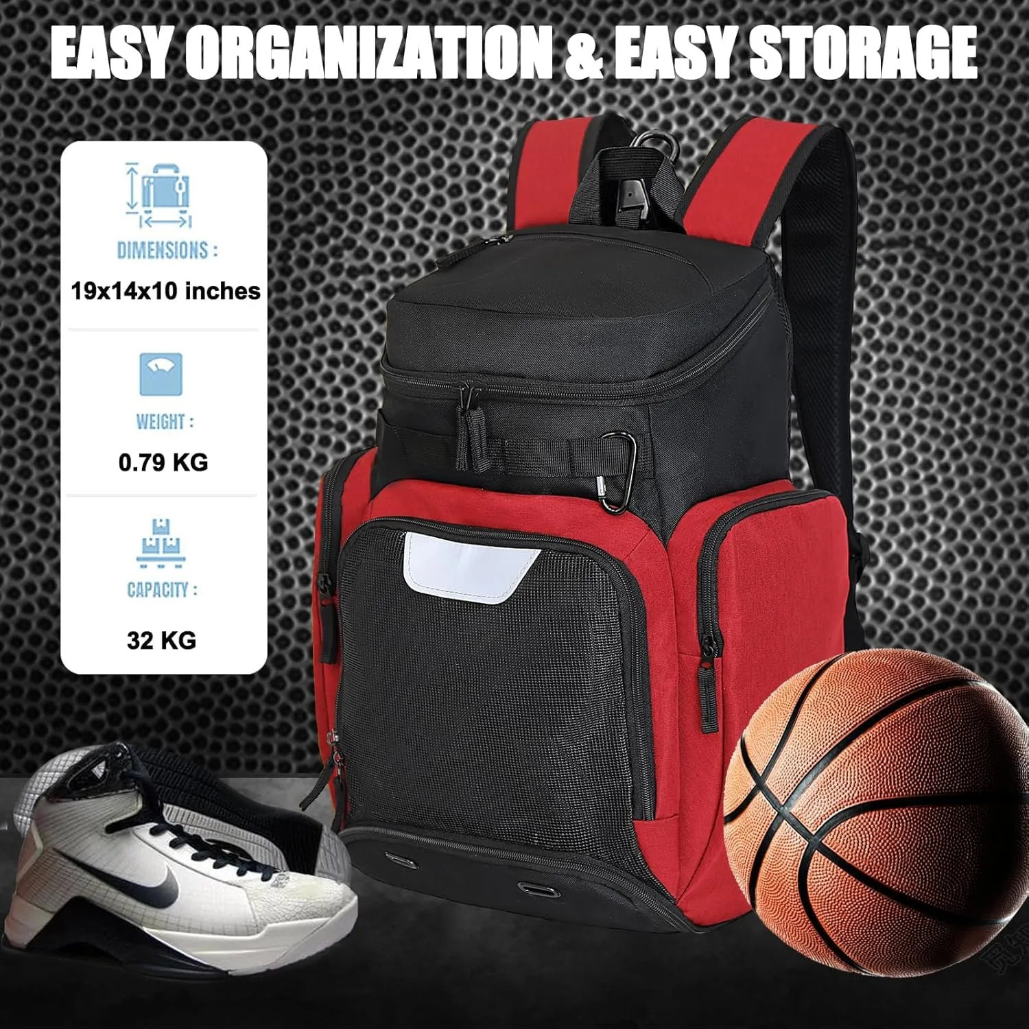 Basketball Backpack Large Sports Bag, Gym Bag with Ball Compartment and Shoe Compartment to Store Sports Shoes Water Bottles Laptops and Daily Necessities, Widely Used in Basketball, Soccer