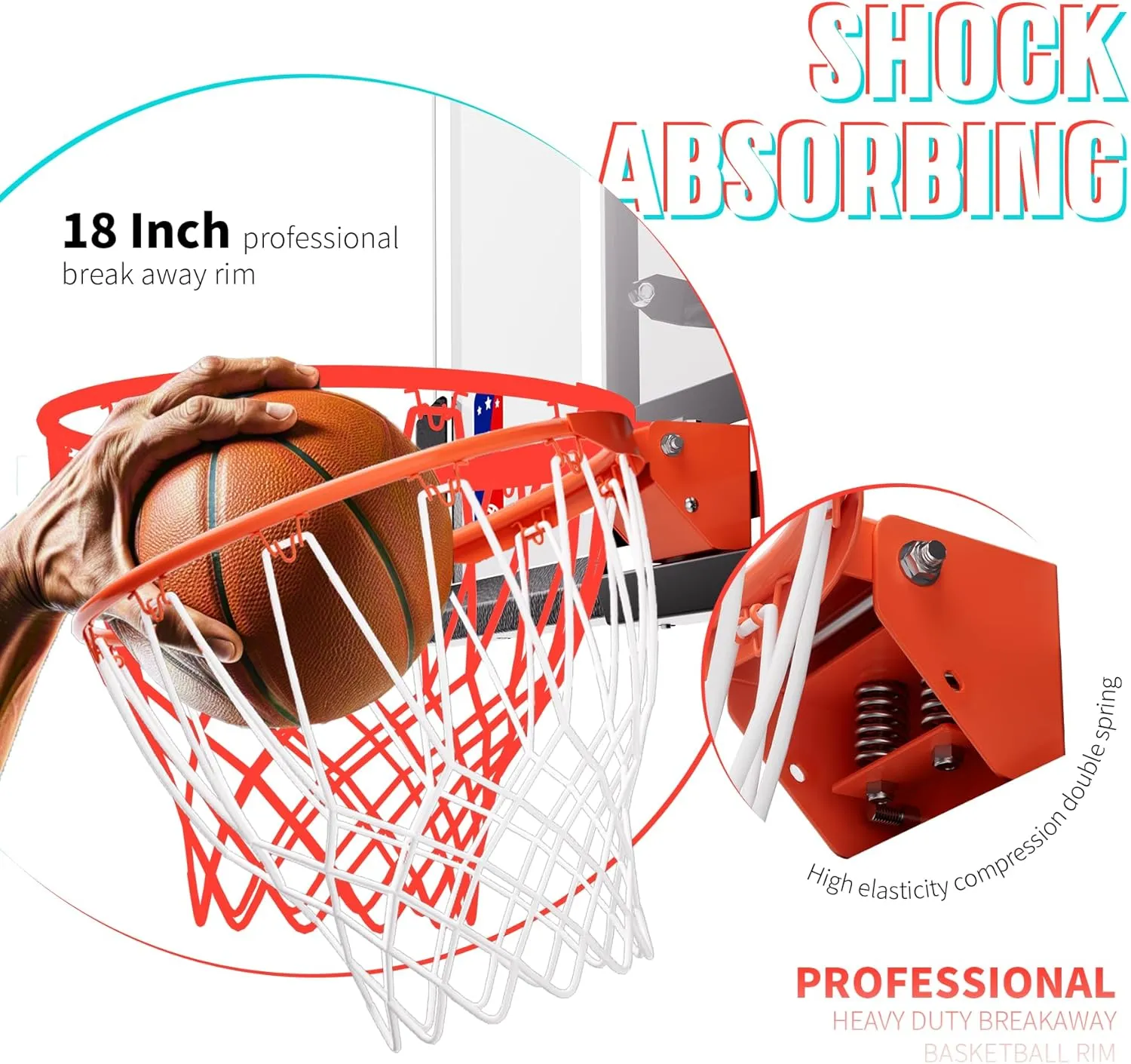 Basketball Hoop, 54 Inch Backboard Portable Basketball System, 10ft Stepless Regulation Adjustable Basketball Hoop Outdoor