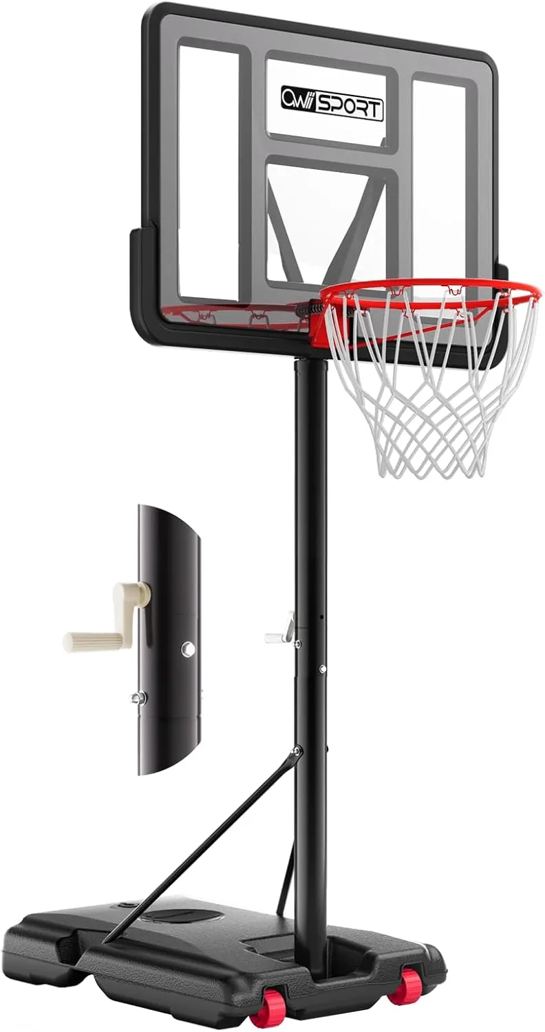 Basketball Hoop Outdoor 10ft Adjustable, Portable Basketball Hoop Goal System with 44 Inch Shatterproof Backboard for Kids Youth Adults Play in Backyard/Courts/Indoor