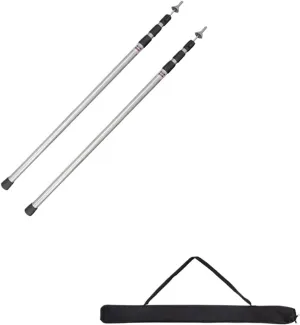 BCcamping Player's First Choice Thicken Aluminum Alloy Tent Pole Adjustable Tent Support Rods Beach Shelter Tarp Awning Poles Accessories Camping Bracket(2.3M Silver 2PCS)