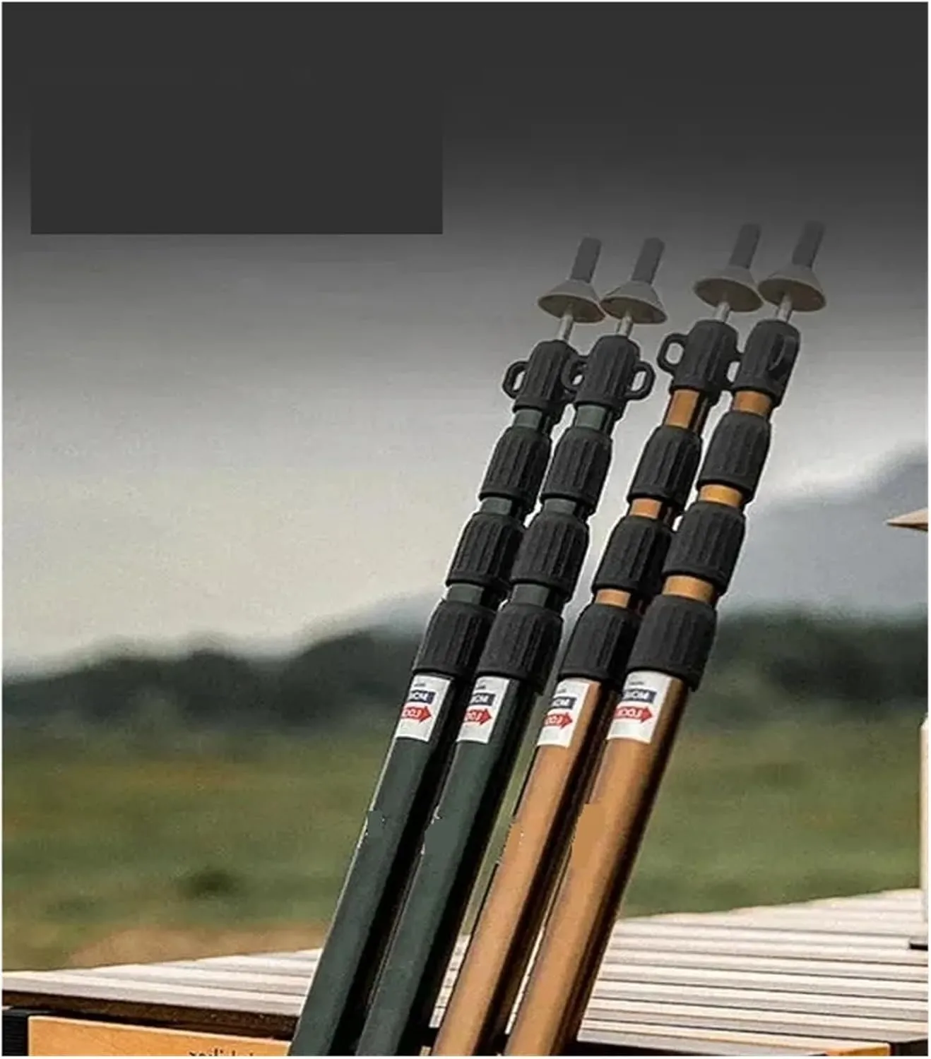 BCcamping Player's First Choice Thicken Aluminum Alloy Tent Pole Adjustable Tent Support Rods Beach Shelter Tarp Awning Poles Accessories Camping Bracket(2.3M Silver 2PCS)