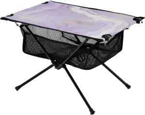 Beach Table Lavender Liquid Marble Adjustable Portable Beach Table with Carry Bag for Dining Hiking Fishing