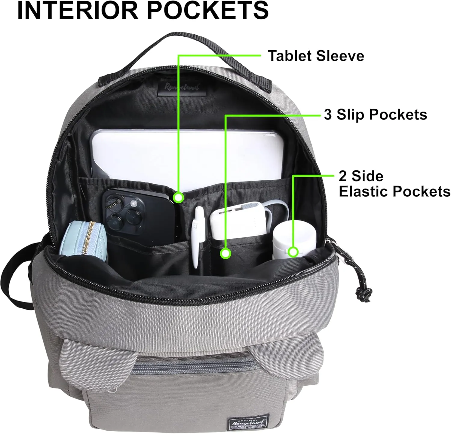 Bear Mini Daily Backpack for Woman Teenagers with Tablet Sleeve and Water Bottle Pocket, Lightweight Stylish Casual Daypack, Grey
